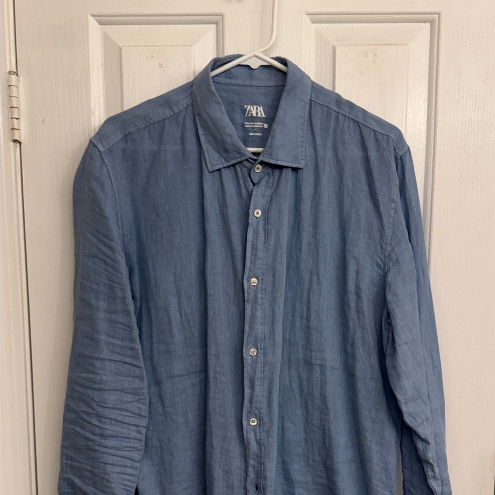 Zara Denim Blue Long Sleeve Shirt